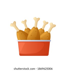 Fried chicken icon. Vector illustration of chicken basket. 