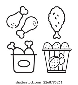 diseño del logotipo de la ilustración del vector del icono del pollo frito