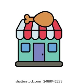fried chicken icon with white background vector stock illustration