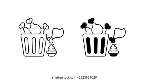 fried chicken icon with white background vector stock illustration