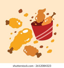 Fried Chicken Illustration Drawing Set