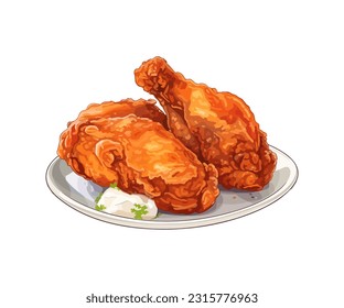 vector plano de ilustración de pollo frito