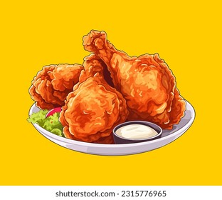 fried chicken illustration flat vector