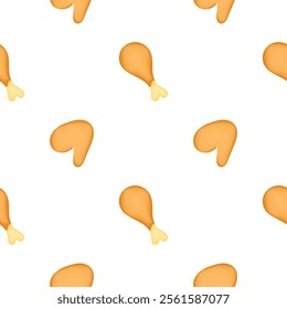 fried chicken illustration seamless pattern mesh version on white background