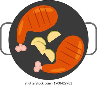 Fried chicken, illustration, vector on a white background.
