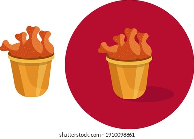 Pollo frito, ilustración, vector sobre fondo blanco.