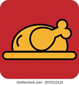 Fried chicken, illustration, vector, on a white background.