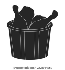 Fried chicken isolated black icon. Vector illustration crispy wing on white background. Vector black icon fried chicken .