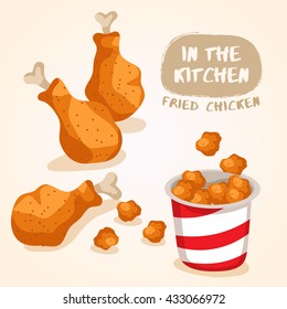 Fried Chicken Isolated Set : Vector Illustration