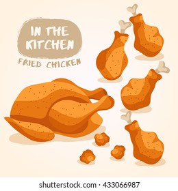 Fried Chicken Isolated Set : Vector Illustration