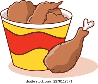 Fried chicken junk food vector image illustrations