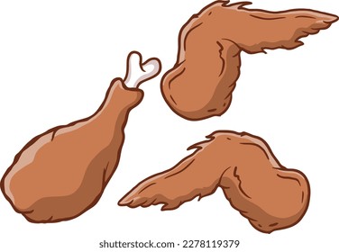 Fried chicken junk food vector image illustrations