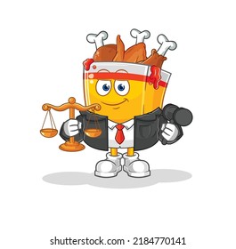 the fried chicken lawyer cartoon. cartoon mascot vector