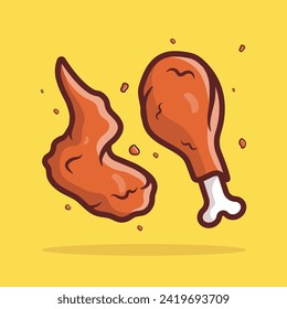 fried chicken leg cartoon icon vector illustration