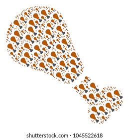 Fried Chicken Leg collage constructed in the shape of fried chicken leg elements. Vector iconized composition designed from simple items.