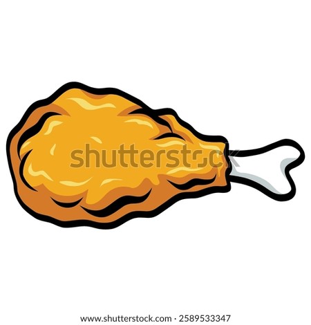 Fried Chicken Leg Drumstick Vector Illustration Drawing