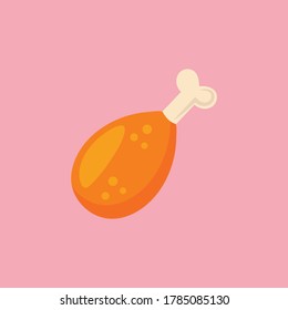 Fried chicken leg in flat style. Vector illustration