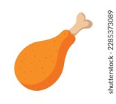 fried chicken leg flat vector illustration logo icon clipart
