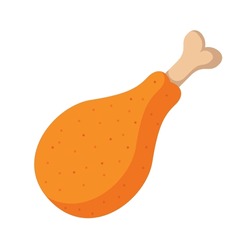 Fried Chicken Leg Flat Vector Illustration Logo Icon Clipart