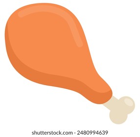 Fried chicken leg flat vector illustration isolated on white background