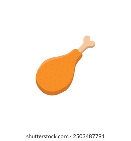 fried chicken leg flat vector illustration logo icon clipart, Chicken leg icon in flat style