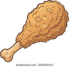 fried chicken leg flat vector illustration logo icon clipart