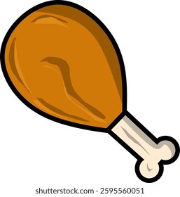 fried chicken leg flat vector illustration logo icon clipart