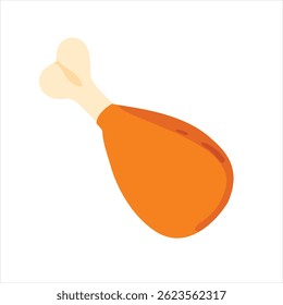 Ilustração de vetor plana de perna de frango frito. Batom de peru grelhado, assado