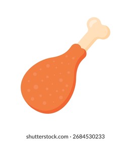 Imagem de vetor plana de perna de frango frito sobre fundo branco