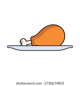 frango frito perna plana vetor ilustração ícone de logotipo clipart