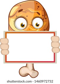 Frittiertes Hühnerbein, das ein Papier hält, Illustration, Vektorgrafik auf weißem Hintergrund.