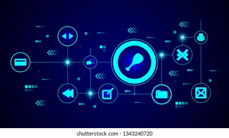 fried chicken leg icon. From Web set