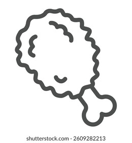 Fried chicken leg line icon, culinary cooking concept. Vector graphics. Chicken bone, turkey nuggets sign on white background, outline style icon for mobile or web design