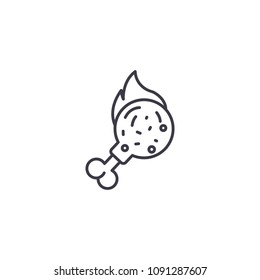 Fried chicken leg linear icon concept. Fried chicken leg line vector sign, symbol, illustration.