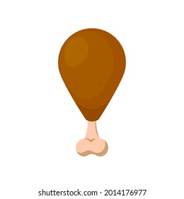 Fried chicken leg on white background. Icon. Vector illustration.