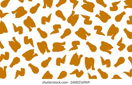 Fried Chicken. Chicken leg pattern. Chicken wings pattern. Crispy fried chicken seamless pattern. Fast food pattern background
