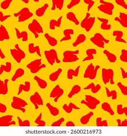 Fried Chicken. Chicken leg pattern. Chicken wings pattern. Crispy fried chicken seamless pattern. Fast food pattern background