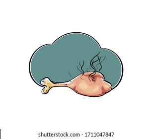Fried chicken leg pice, isolated vector illustration