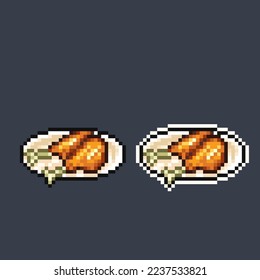 fried chicken leg in pixel art style