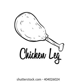 Fried Chicken Leg With Sketch or Hand Drawn Style
