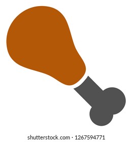 Fried chicken leg vector icon on a white background. An isolated flat icon illustration of fried chicken leg with nobody.