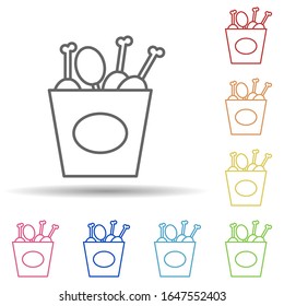 Fried chicken legs in multi color style icon. Simple thin line, outline vector of fast food icons for ui and ux, website or mobile application