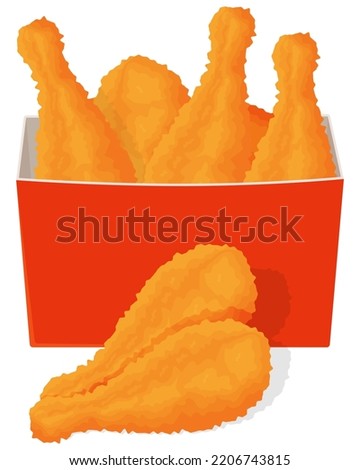 Fried chicken legs.Chicken legs in a cardboard box.Vector illustration isolated on a white background. Stock fotó © 