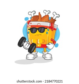 el vector de dumbbell de elevación de pollo frito. personaje de caricatura
