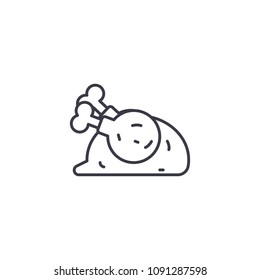 Fried chicken linear icon concept. Fried chicken line vector sign, symbol, illustration.