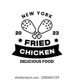 Fried chicken logo design template isolated. Retro fried chicken logo vector