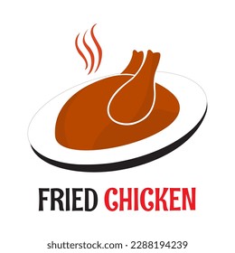 fried chicken logo and font, emblem, badge object graphic illustration