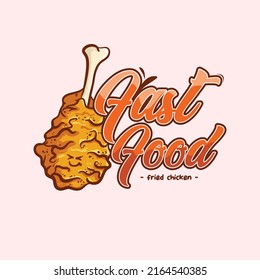Fried Chicken Logo Hand-drawn Cartoon, Easy to change color, remove text, layer file. very suitable for your element design or logo. available vector file EPS8