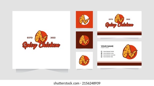 Fried chicken logo illustration design inspiration and business card