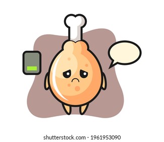 Fried chicken mascot character doing a tired gesture, cute style design for t shirt, sticker, logo element